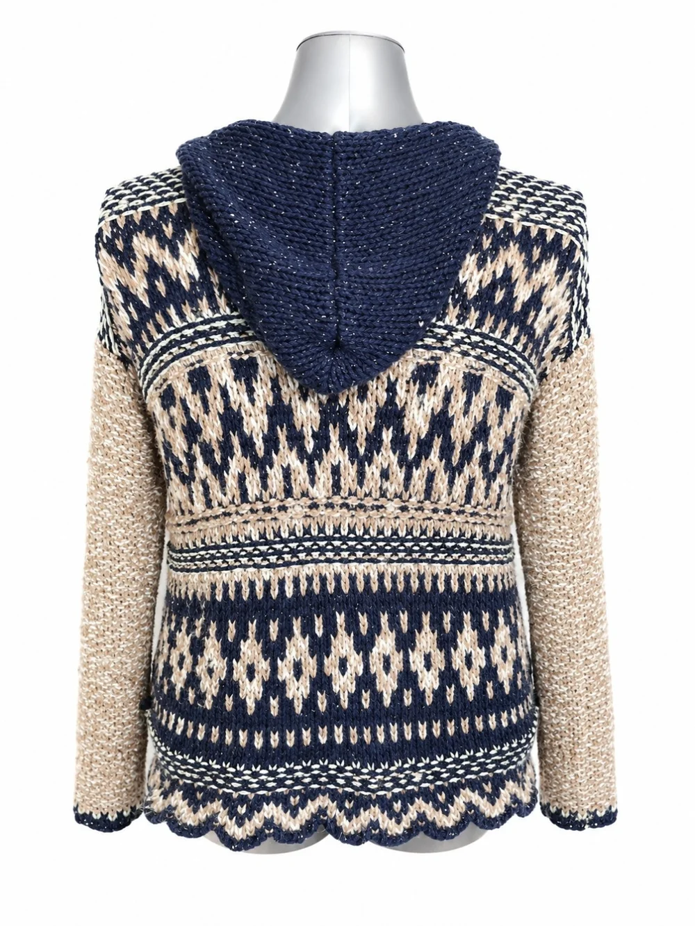 Free People Fair Isle Hooded Knit Chunky Sweater Large